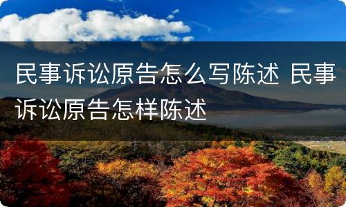 民事诉讼原告怎么写陈述 民事诉讼原告怎样陈述