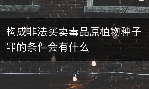 构成非法买卖毒品原植物种子罪的条件会有什么