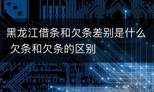 黑龙江借条和欠条差别是什么 欠条和欠条的区别