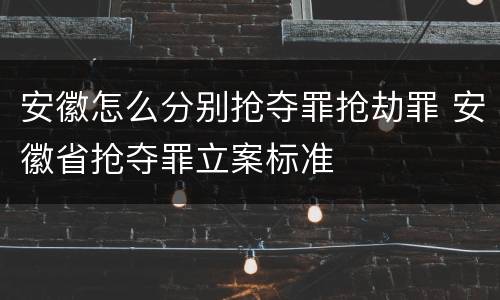 安徽怎么分别抢夺罪抢劫罪 安徽省抢夺罪立案标准