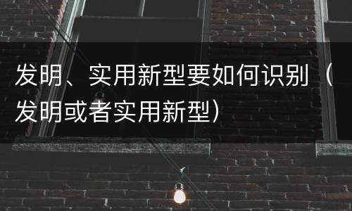 发明、实用新型要如何识别（发明或者实用新型）