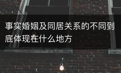 事实婚姻及同居关系的不同到底体现在什么地方