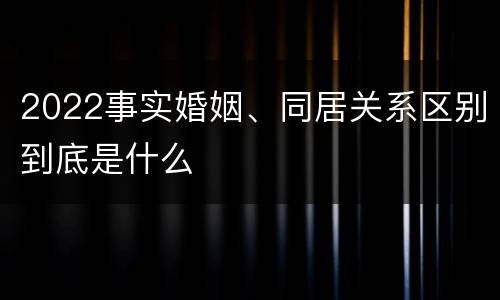 2022事实婚姻、同居关系区别到底是什么