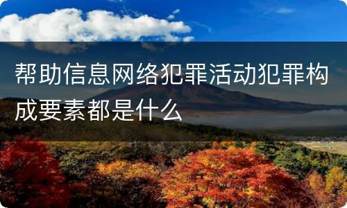 帮助信息网络犯罪活动犯罪构成要素都是什么