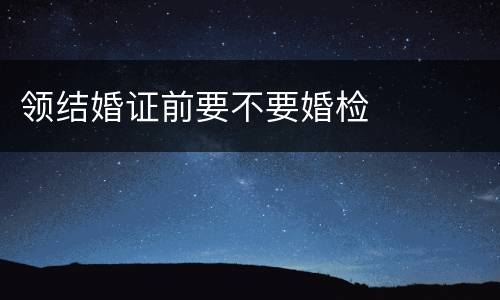 领结婚证前要不要婚检