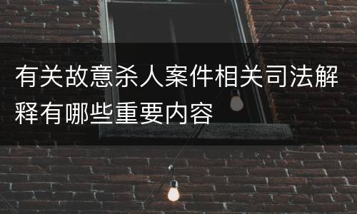 有关故意杀人案件相关司法解释有哪些重要内容