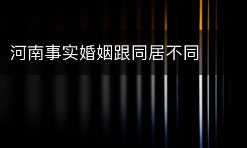 河南事实婚姻跟同居不同