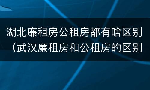 湖北廉租房公租房都有啥区别（武汉廉租房和公租房的区别）