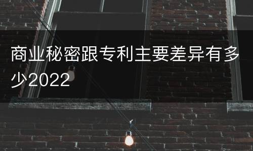 商业秘密跟专利主要差异有多少2022