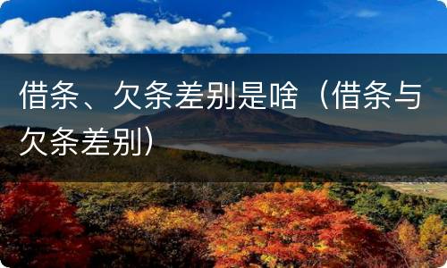 借条、欠条差别是啥（借条与欠条差别）