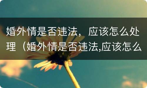 婚外情是否违法，应该怎么处理（婚外情是否违法,应该怎么处理好）