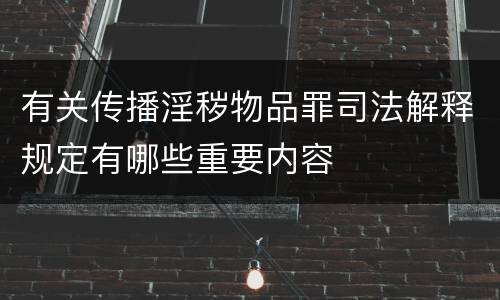 有关传播淫秽物品罪司法解释规定有哪些重要内容