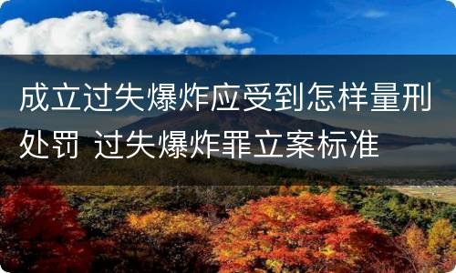 成立过失爆炸应受到怎样量刑处罚 过失爆炸罪立案标准