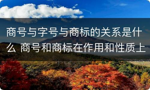 商号与字号与商标的关系是什么 商号和商标在作用和性质上的区别