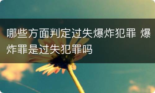 哪些方面判定过失爆炸犯罪 爆炸罪是过失犯罪吗