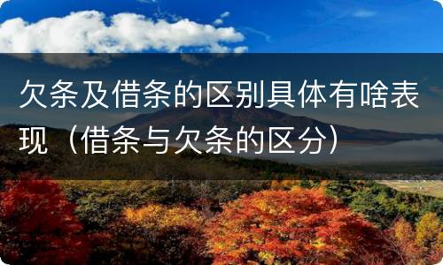 欠条及借条的区别具体有啥表现（借条与欠条的区分）