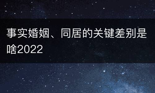 事实婚姻、同居的关键差别是啥2022