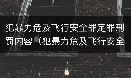 犯暴力危及飞行安全罪定罪刑罚内容（犯暴力危及飞行安全罪定罪刑罚内容）