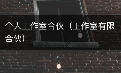 个人工作室合伙（工作室有限合伙）