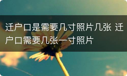 迁户口是需要几寸照片几张 迁户口需要几张一寸照片