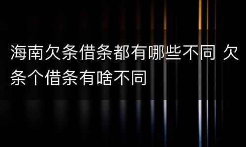 海南欠条借条都有哪些不同 欠条个借条有啥不同
