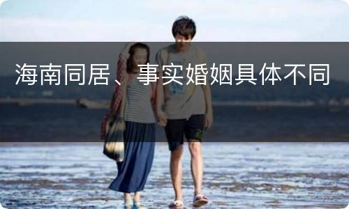 海南同居、事实婚姻具体不同