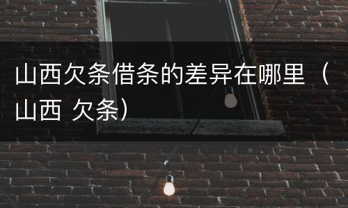 山西欠条借条的差异在哪里（山西 欠条）