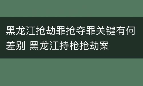 黑龙江抢劫罪抢夺罪关键有何差别 黑龙江持枪抢劫案