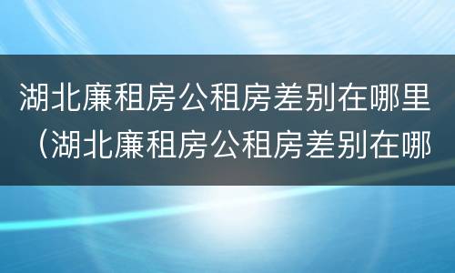 湖北廉租房公租房差别在哪里（湖北廉租房公租房差别在哪里啊）