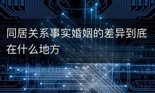 同居关系事实婚姻的差异到底在什么地方