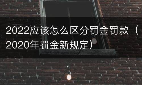 2022应该怎么区分罚金罚款（2020年罚金新规定）