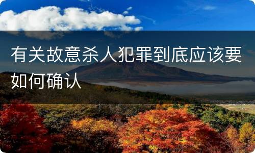 有关故意杀人犯罪到底应该要如何确认