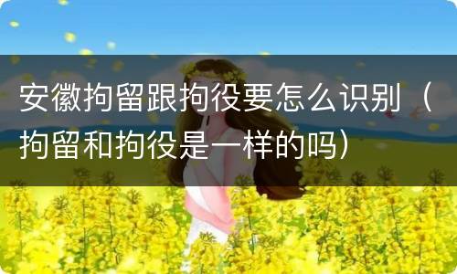 安徽拘留跟拘役要怎么识别（拘留和拘役是一样的吗）