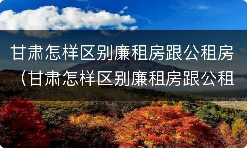 甘肃怎样区别廉租房跟公租房（甘肃怎样区别廉租房跟公租房呢）