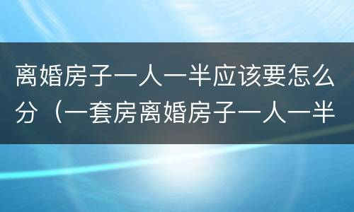 离婚房子一人一半应该要怎么分（一套房离婚房子一人一半怎么处理）