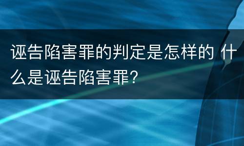 诬告陷害罪的判定是怎样的 什么是诬告陷害罪?