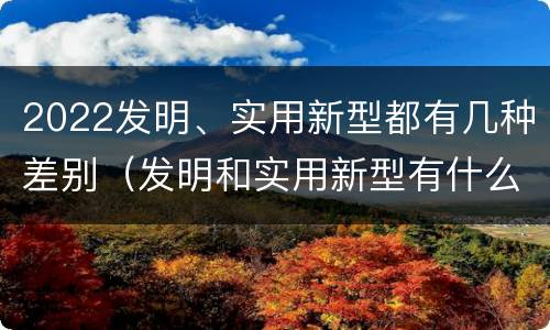 2022发明、实用新型都有几种差别（发明和实用新型有什么区别）