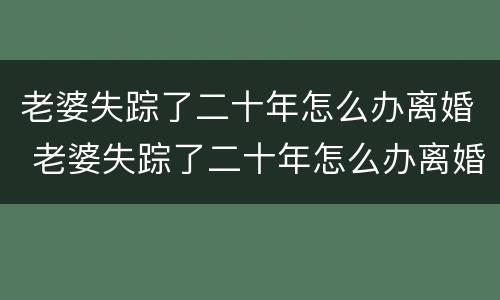 老婆失踪了二十年怎么办离婚 老婆失踪了二十年怎么办离婚了