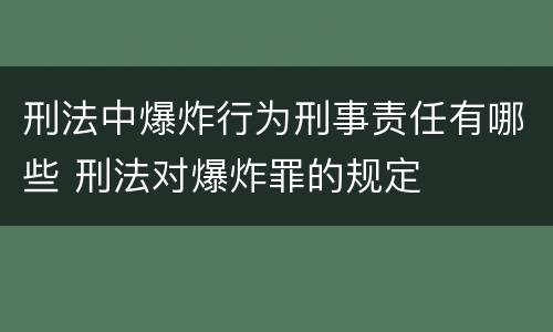 刑法中爆炸行为刑事责任有哪些 刑法对爆炸罪的规定