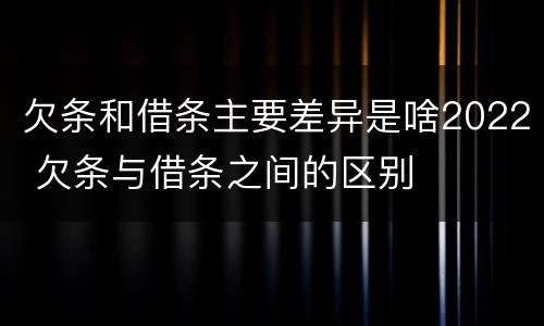 欠条和借条主要差异是啥2022 欠条与借条之间的区别