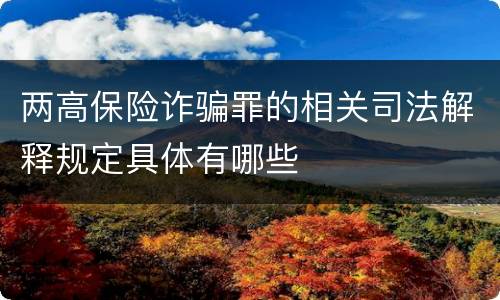 两高保险诈骗罪的相关司法解释规定具体有哪些