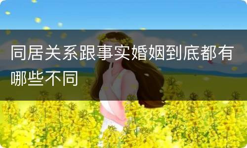 同居关系跟事实婚姻到底都有哪些不同