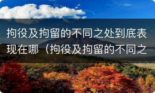 拘役及拘留的不同之处到底表现在哪（拘役及拘留的不同之处到底表现在哪些方面）
