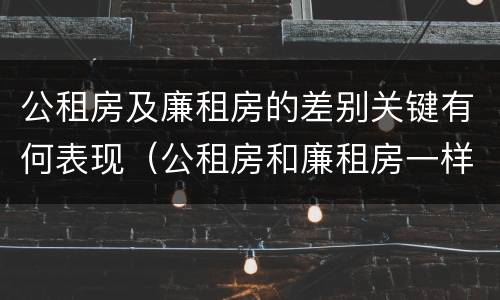 公租房及廉租房的差别关键有何表现（公租房和廉租房一样吗有什么区别）