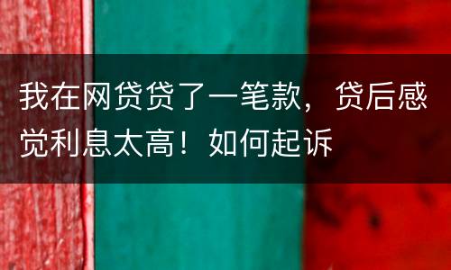 我在网贷贷了一笔款，贷后感觉利息太高！如何起诉