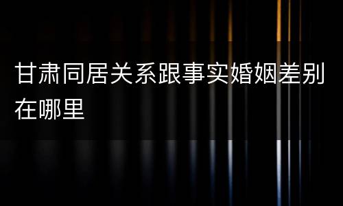 甘肃同居关系跟事实婚姻差别在哪里