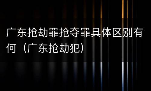 广东抢劫罪抢夺罪具体区别有何（广东抢劫犯）