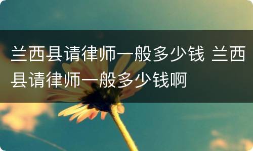 兰西县请律师一般多少钱 兰西县请律师一般多少钱啊