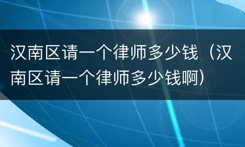 汉南区请一个律师多少钱（汉南区请一个律师多少钱啊）
