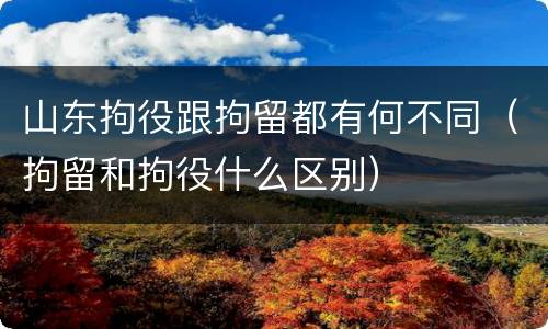 山东拘役跟拘留都有何不同（拘留和拘役什么区别）